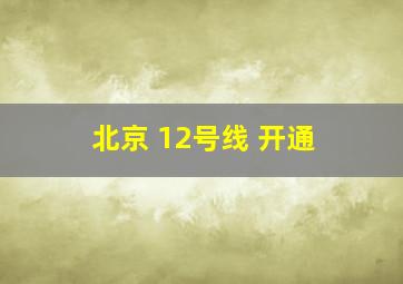 北京 12号线 开通